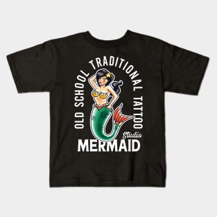 old school traditional tattoo mermaid Kids T-Shirt